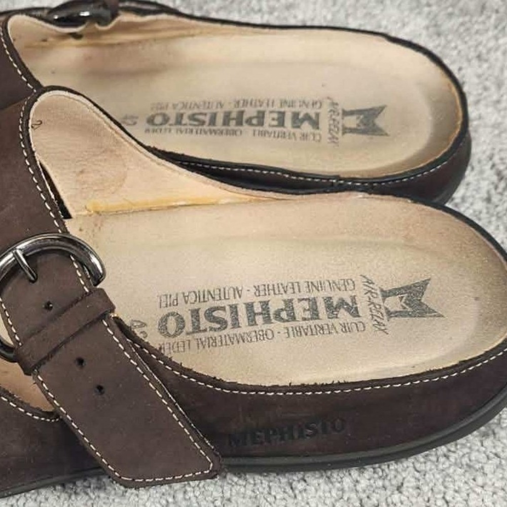 Mephisto Afida Sandals Dark Brown Nubuck Leather Cork Footbed Womens Size 12 - Picture 7 of 16
